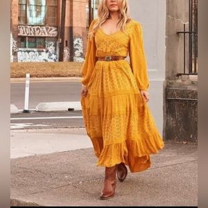 Yellow free people dress